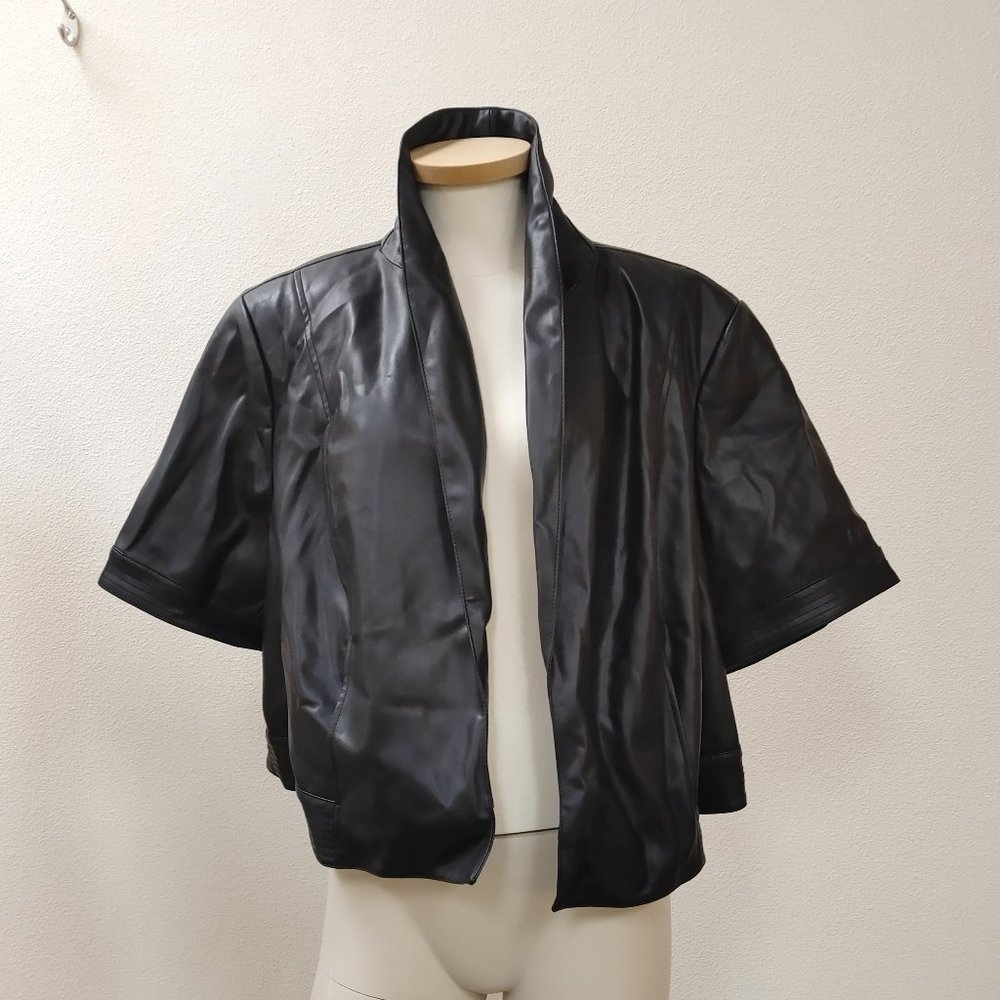 faux leather short sleeve jacket size 24W by SAACMIZRAHILIVE SPECIAL EDITION NWT